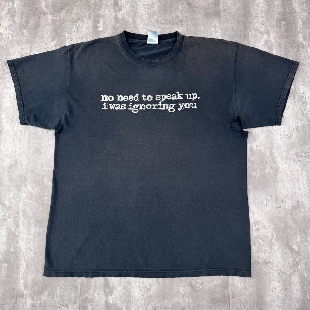 Vintage Ignoring You T-Shirt Mens L Black Funny Quote Graphic Distressed Faded